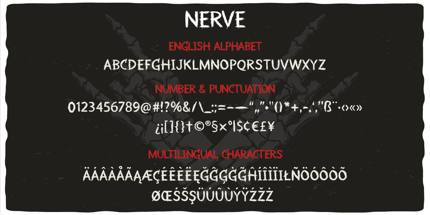 Beispiel einer Metal Core Nerve-Schriftart